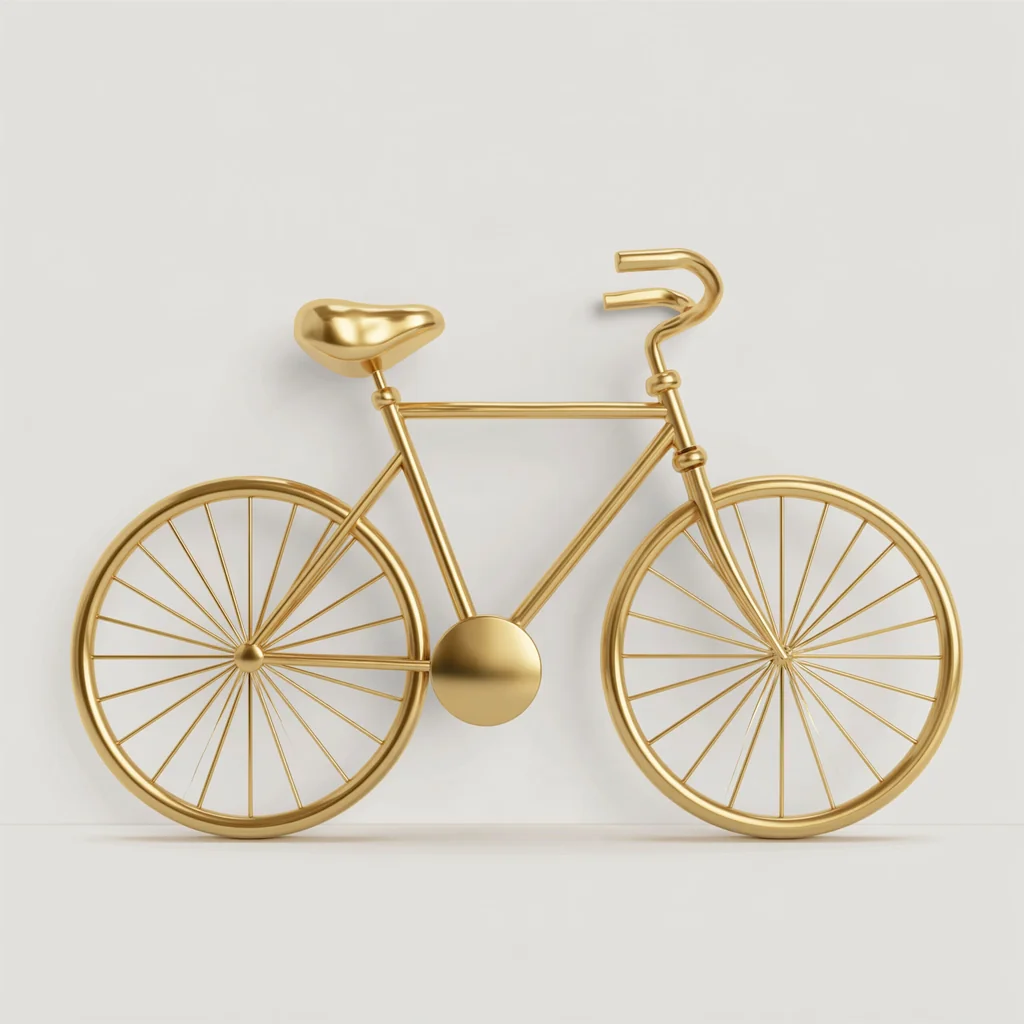Gold vintage bicycle wall sculpture