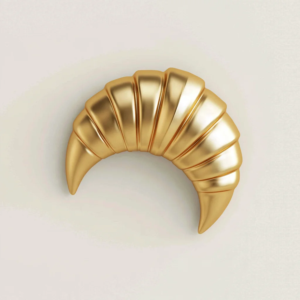 Glossy gold croissant sculpture