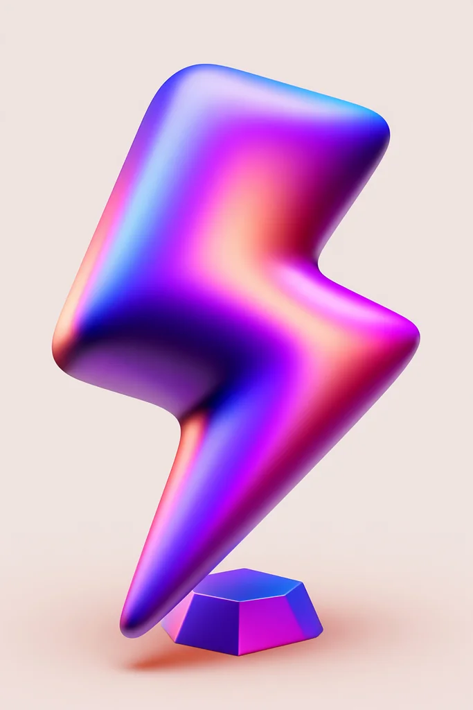 Glossy 3D lightning bolt icon