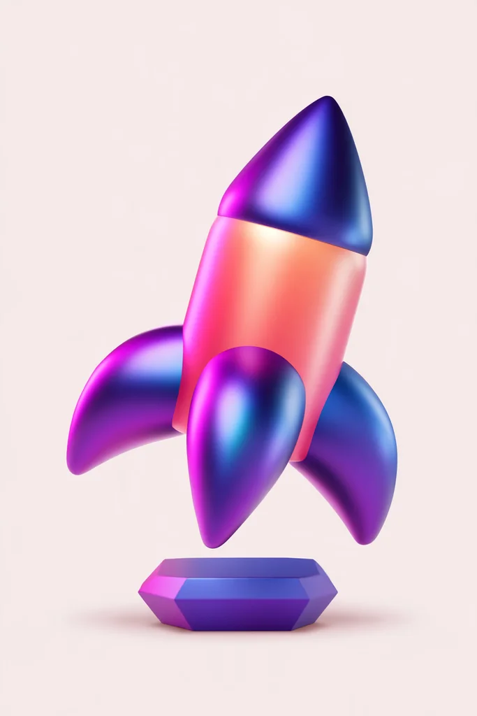 Glossy 3D rocket icon