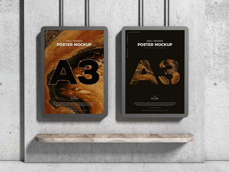 A3 Advertising Wall Framed Poster Mockup - Poster Mockup