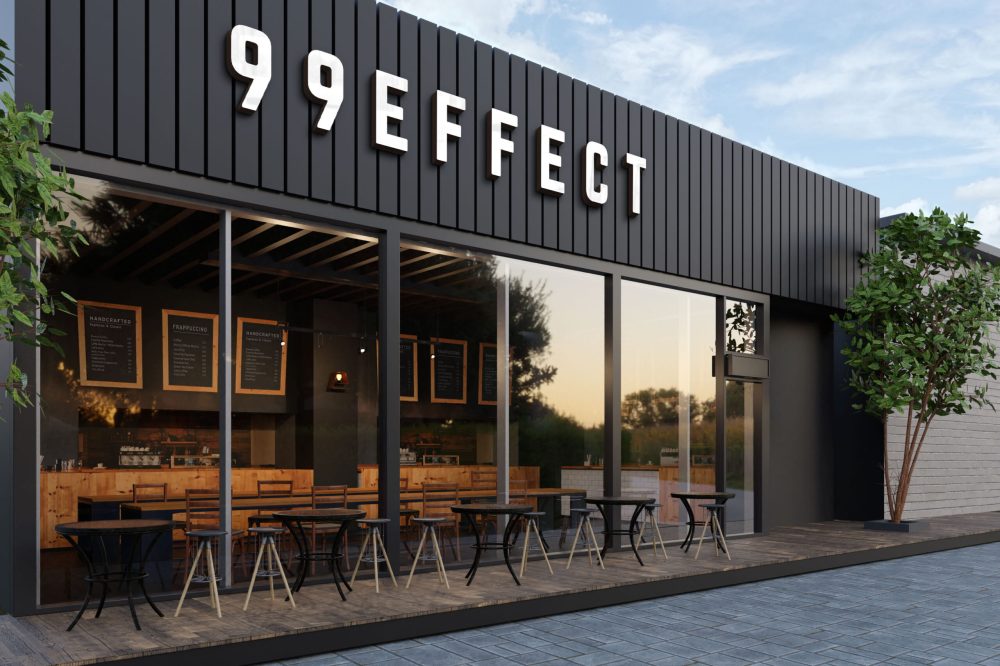 Black Facade Sign Mockup Set 2023