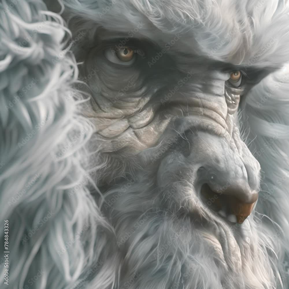 A yeti looking at the camera with a serious look on his face Stock Video