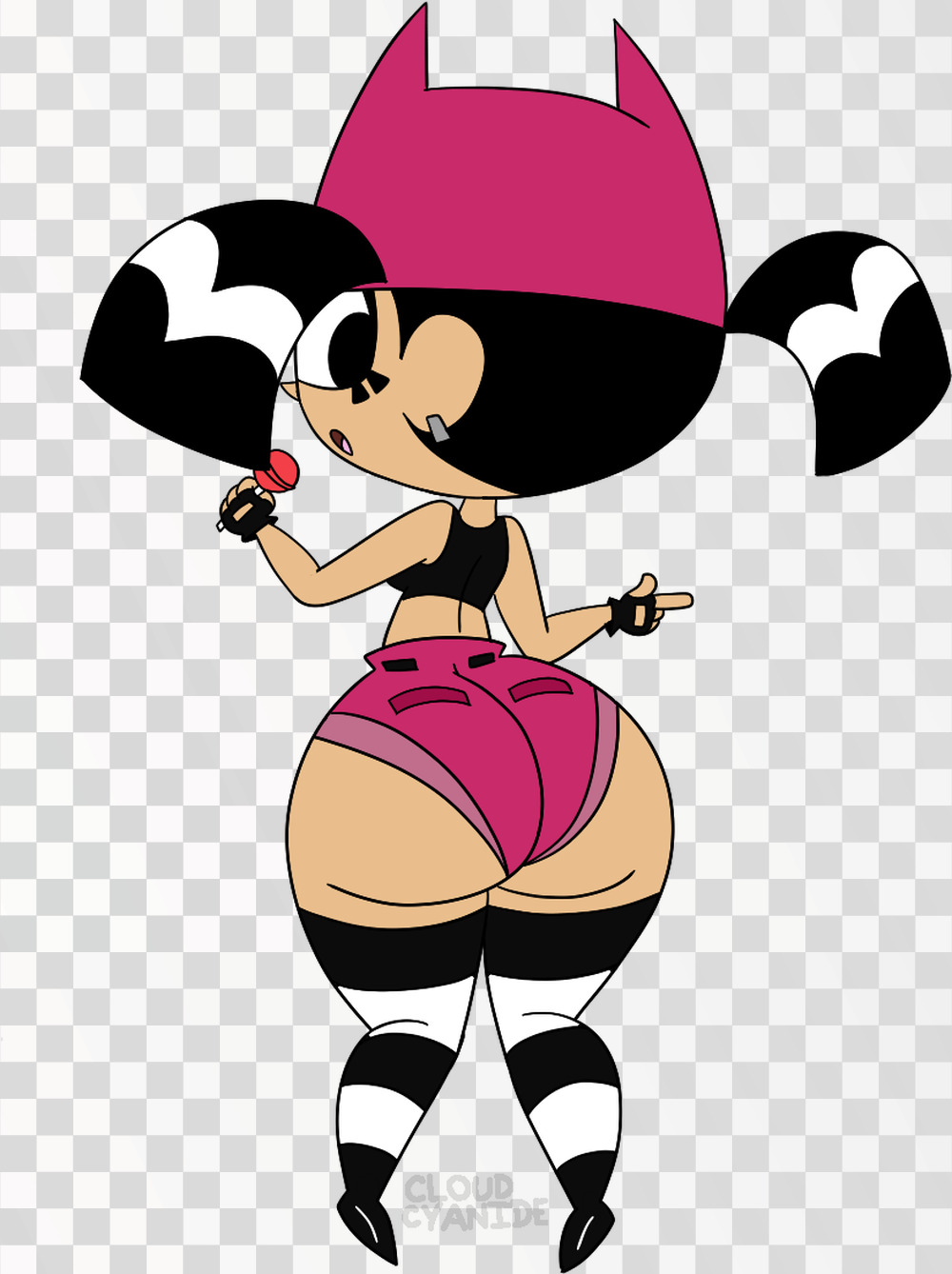 Playful Cartoon Girl with Cherry Lollipop