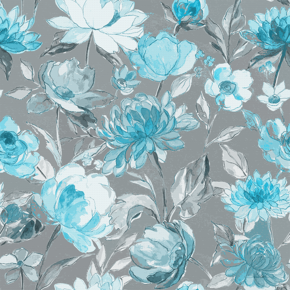Elegant Floral Pattern in Blue and Gray