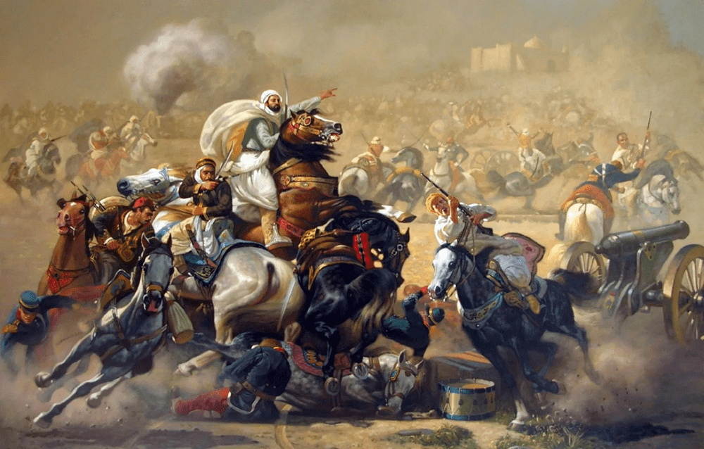 Dynamic Battle Scene of Historic Cavalry Charge