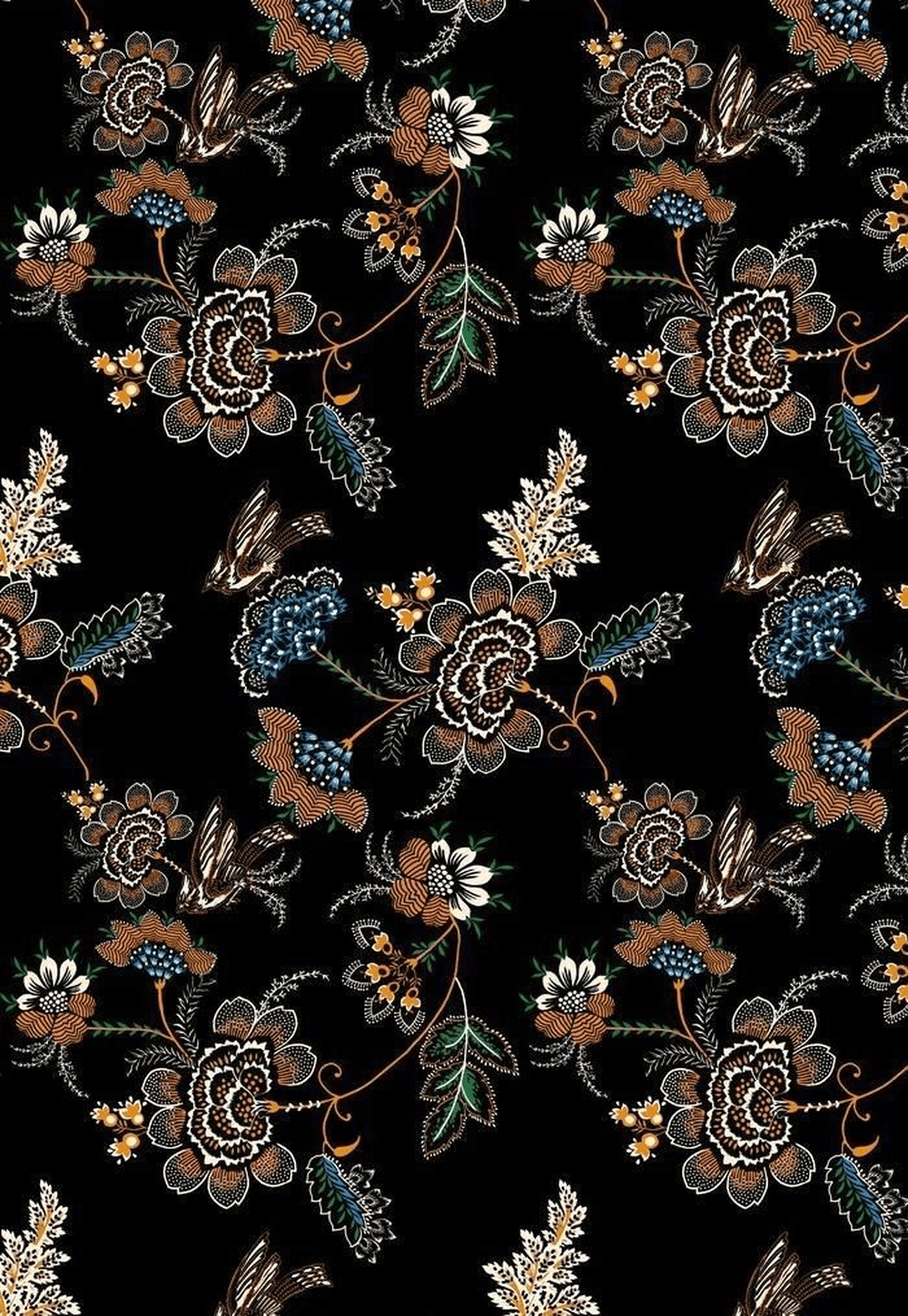 Elegant Floral Pattern on Black Background