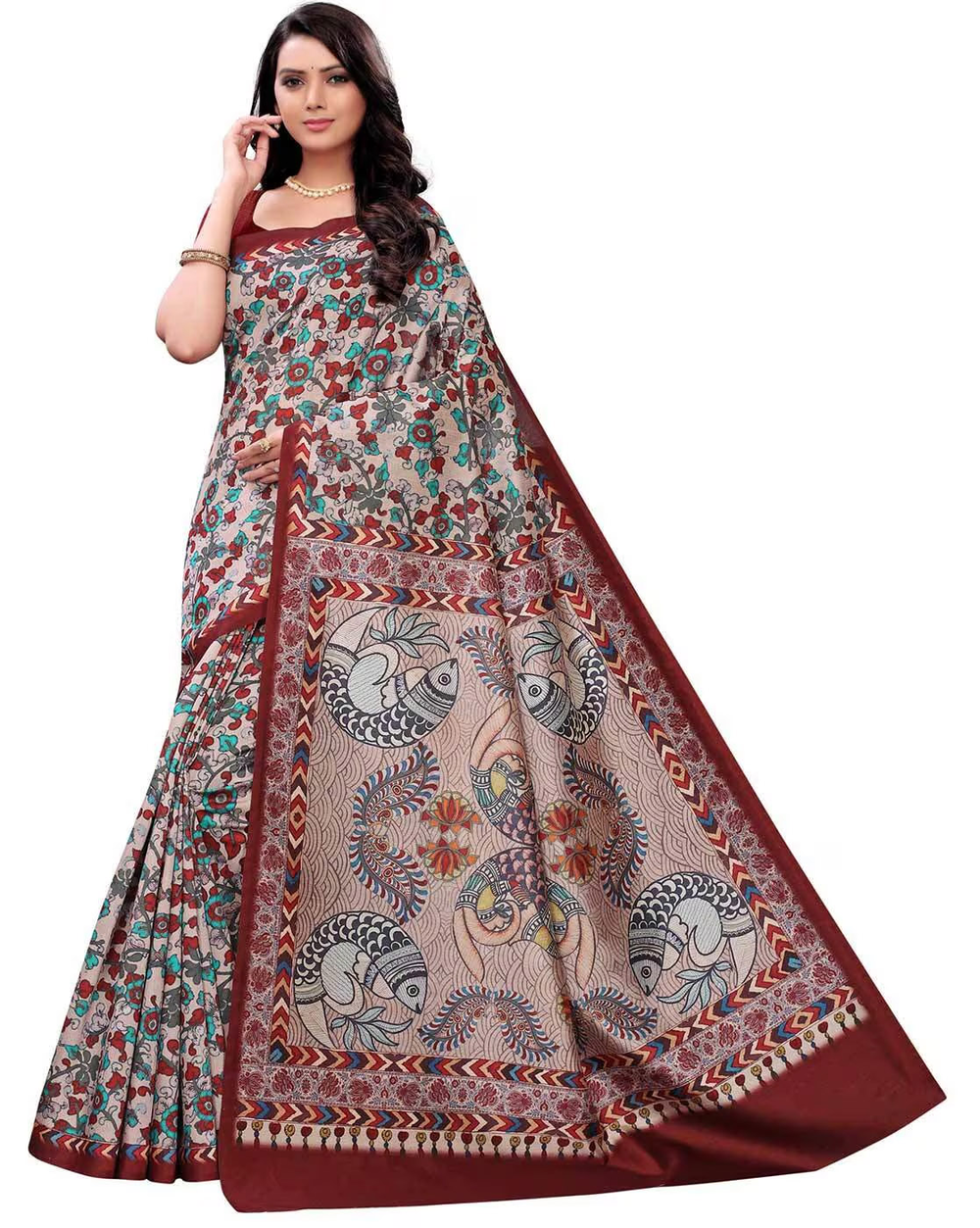 Elegant Indian Woman Wearing Traditional Saree