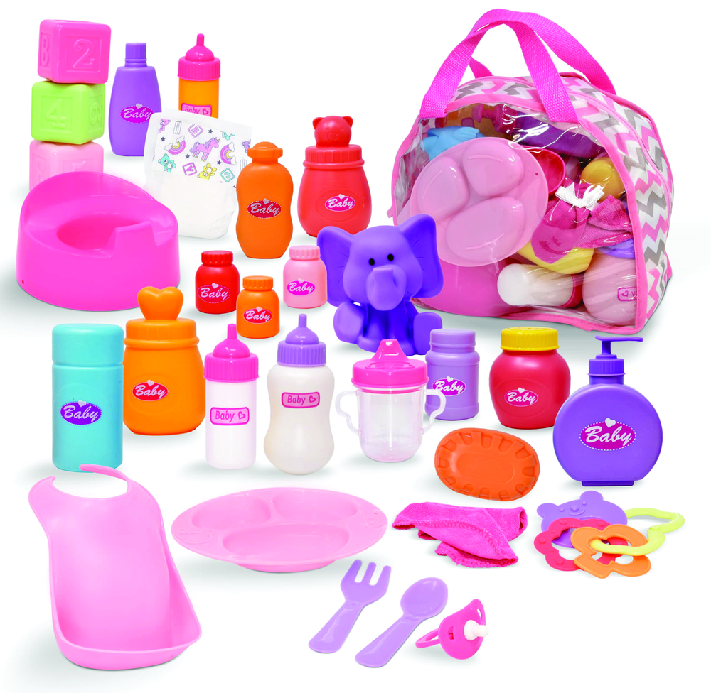 Colorful Baby Playset with Bottles and Accessories