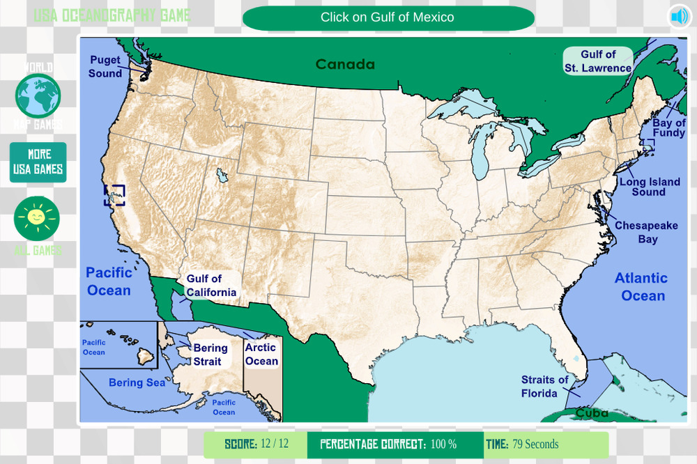 Map of the United States and Gulf of Mexico