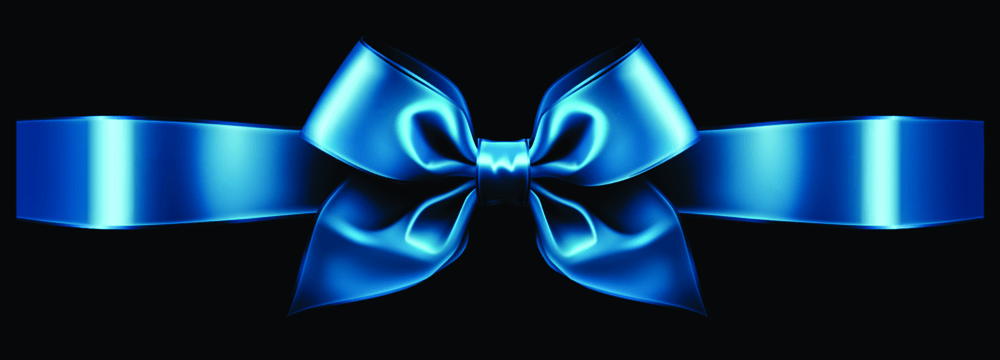 Elegant Blue Satin Bow and Ribbon