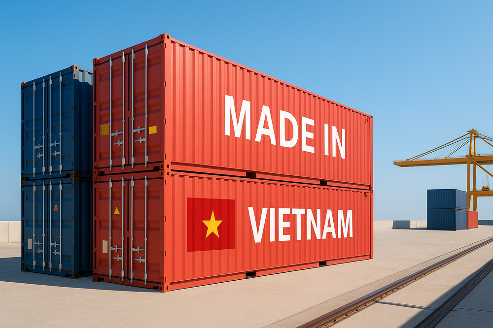Shipping Containers with 'Made in Vietnam' Branding