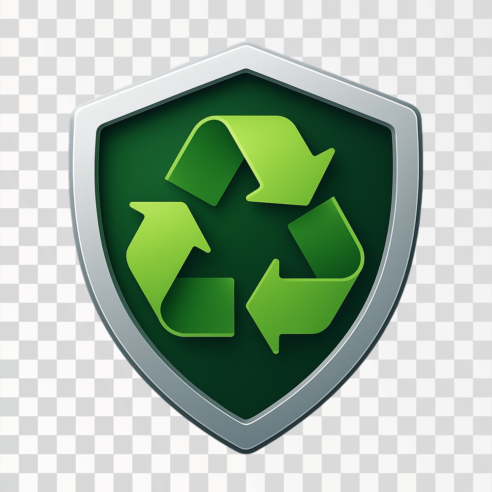 Green Recycling Shield Icon