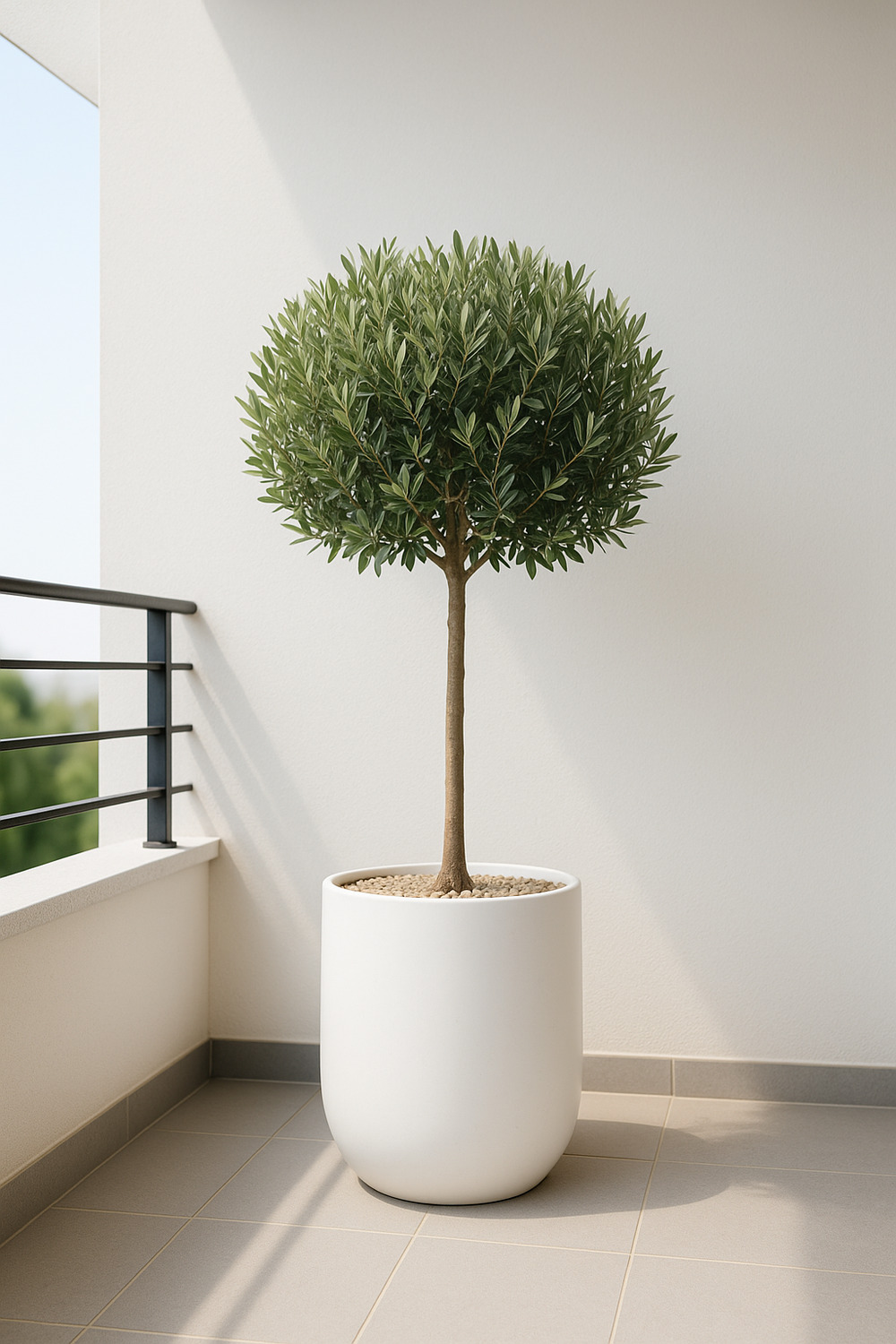 Elegant Potted Olive Tree in Modern Interior