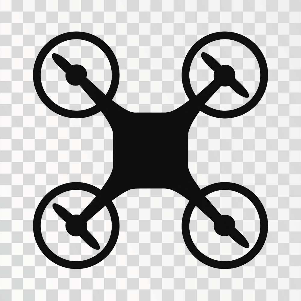 Black Drone Icon on Transparent Background