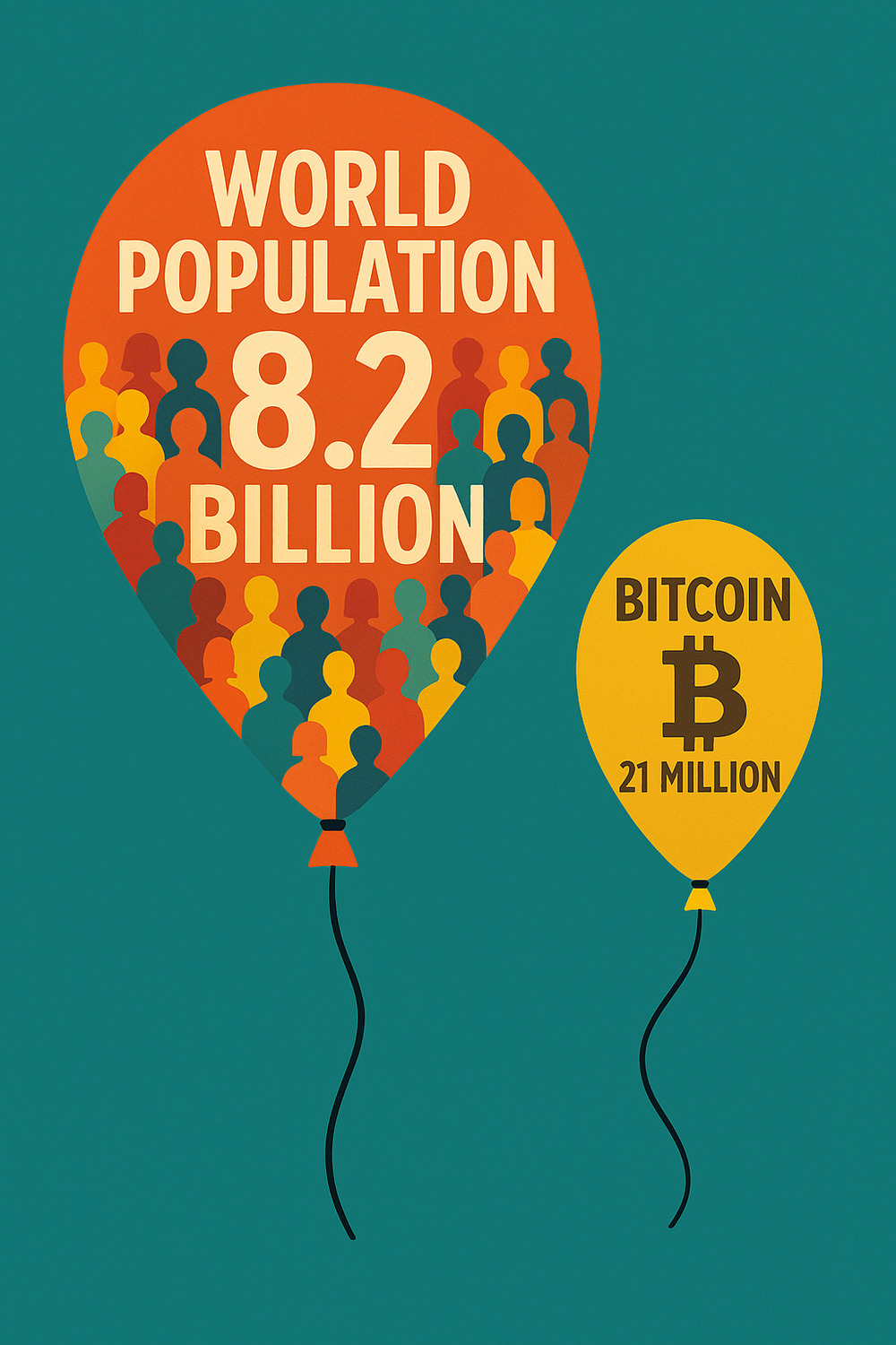 World Population vs Total Bitcoin Comparison