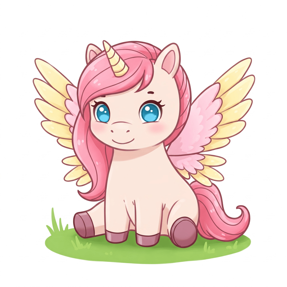 Cute Cartoon Winged Unicorn