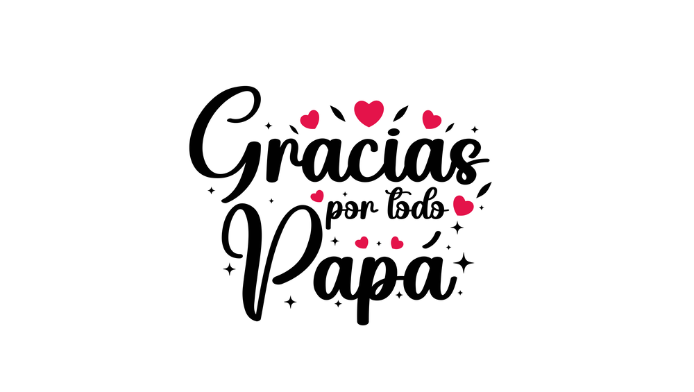 Father's Day Card with Spanish Typography and Heart Design