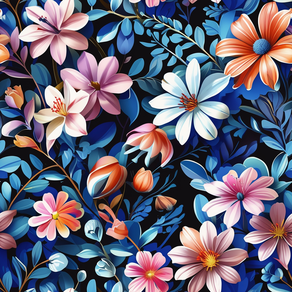 Vibrant Floral Allover Digital Print Design