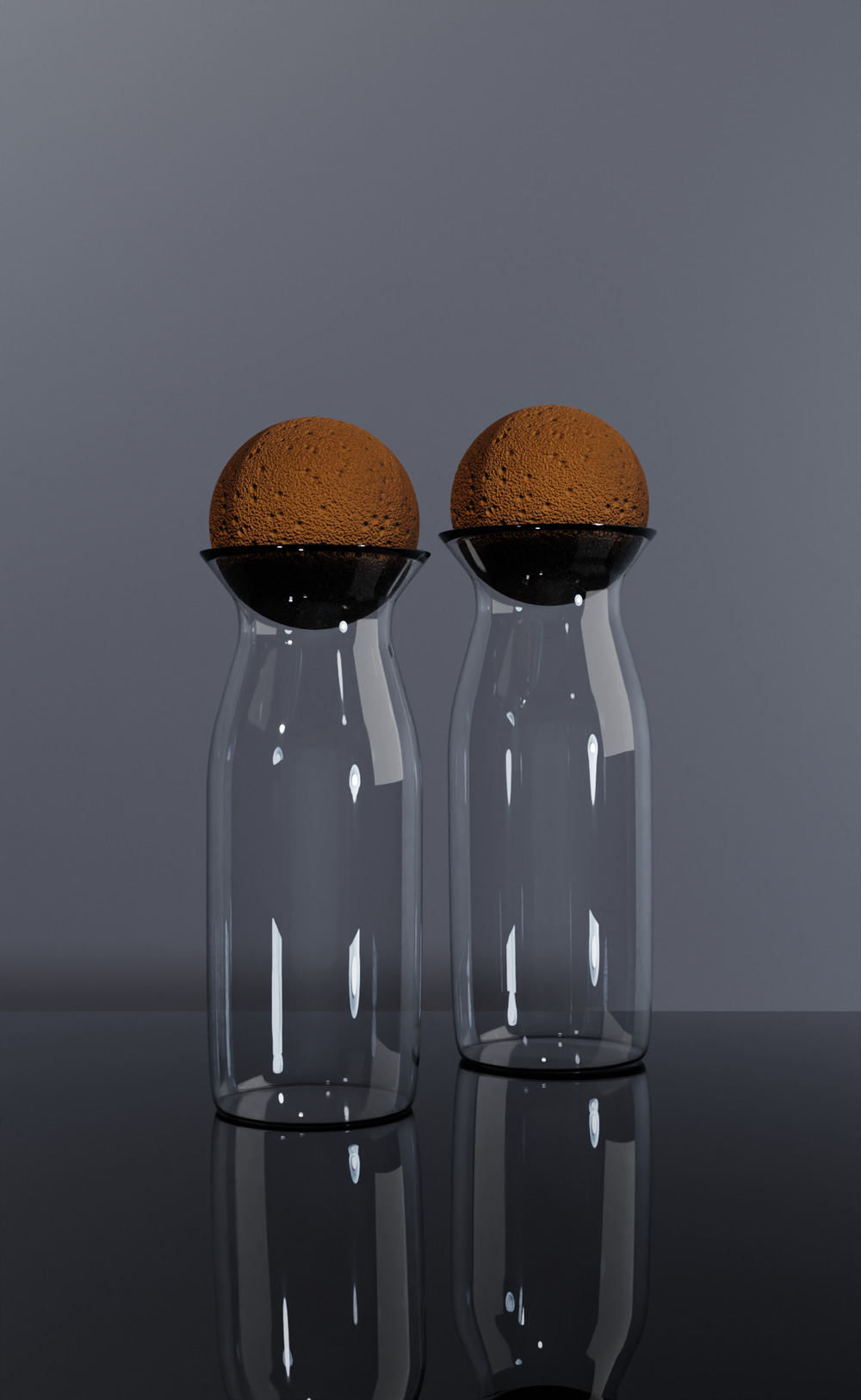 Modern Decorative Glass Bottles with Cork Tops