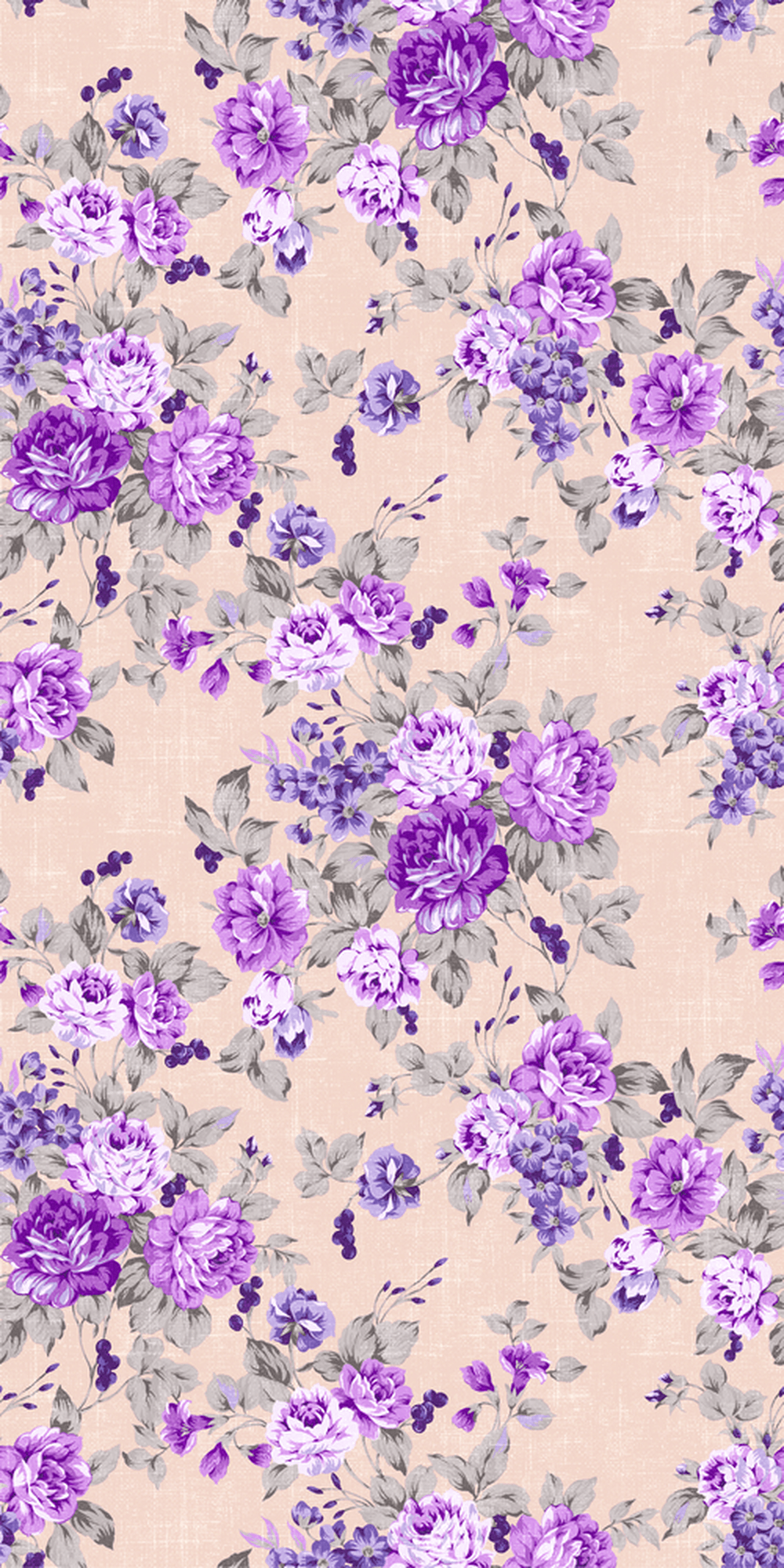 Lavender Floral Pattern on Beige Background