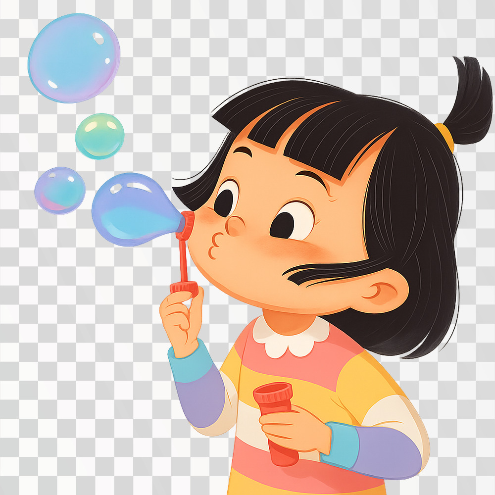 Joyful Girl Blowing Bubbles