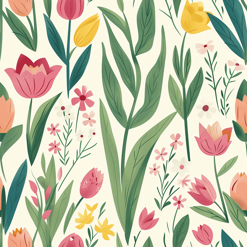 Vibrant Floral Pattern with Colorful Flowers