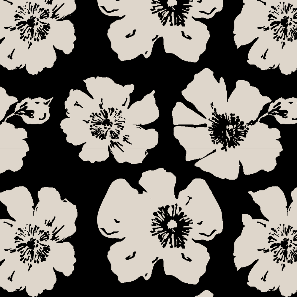 Elegant Floral Pattern on Black Background
