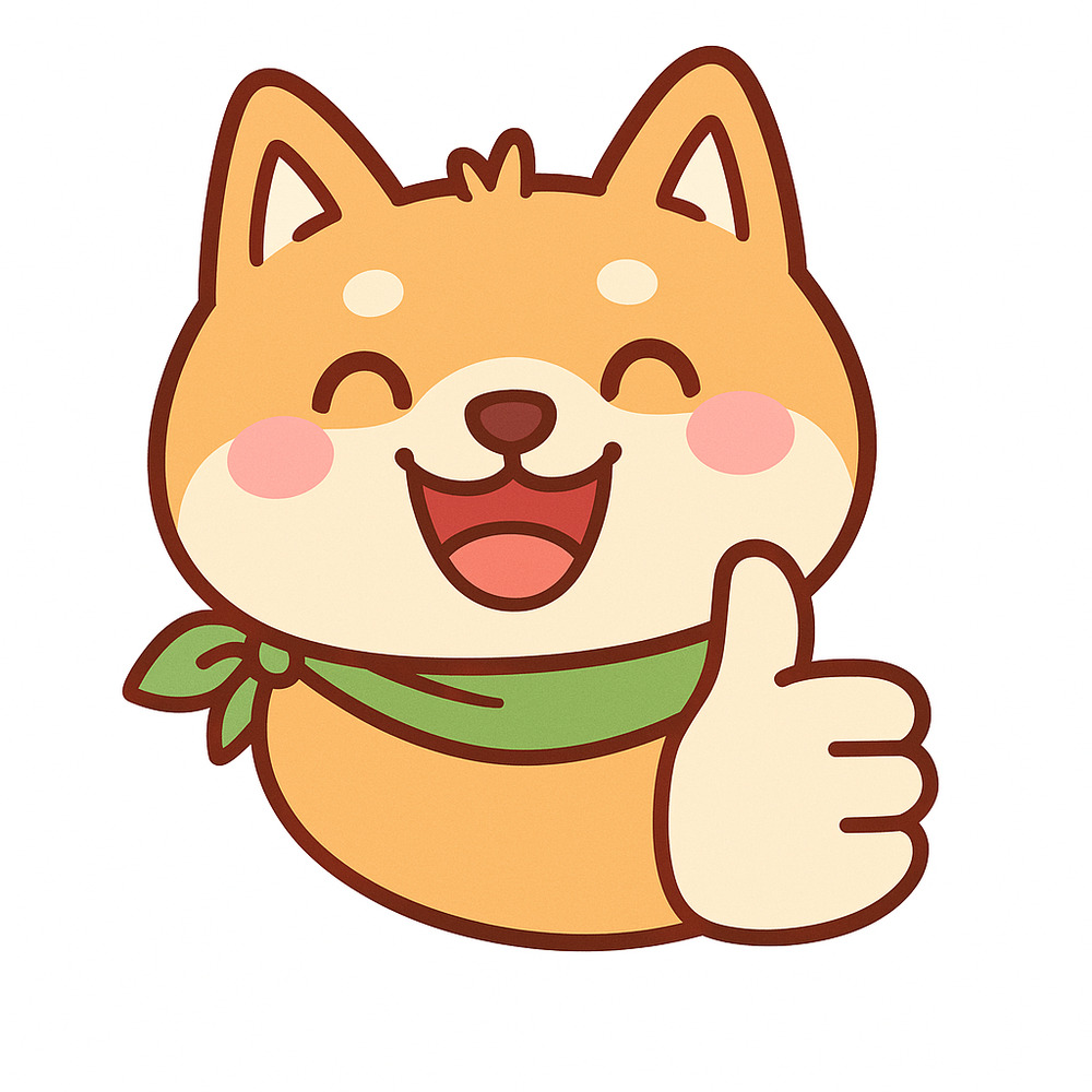 Cute Cartoon Shiba Inu Giving Thumbs Up