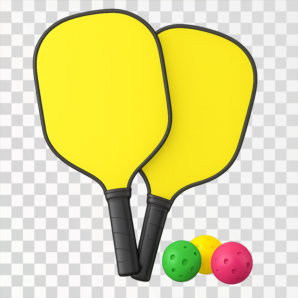 Pickleball Racket and Balls PNG
