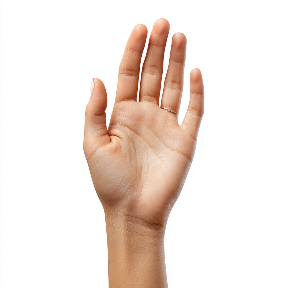 Open Hand Gesture on White Background