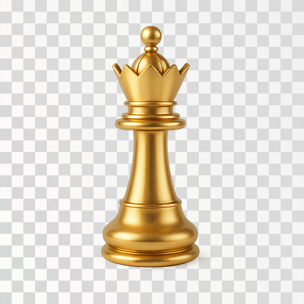 Gold Chess Queen Piece PNG