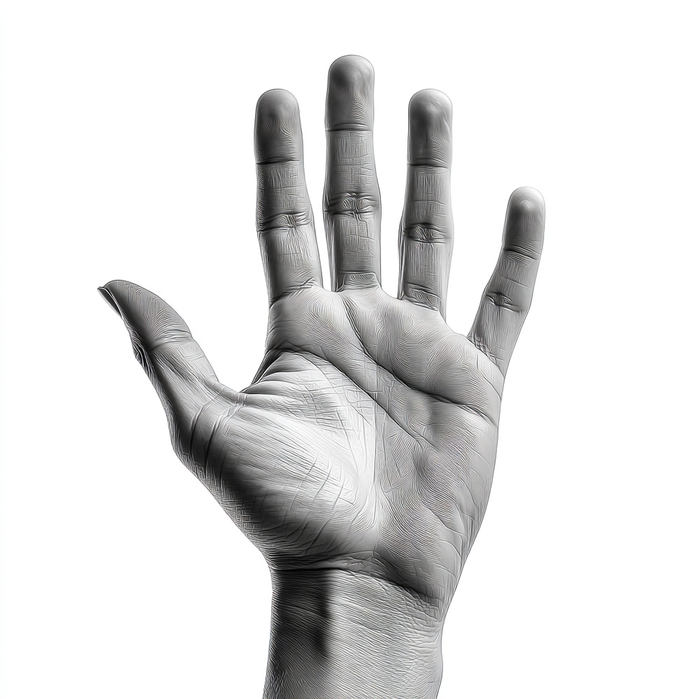 Open Hand Gesture in Black and White