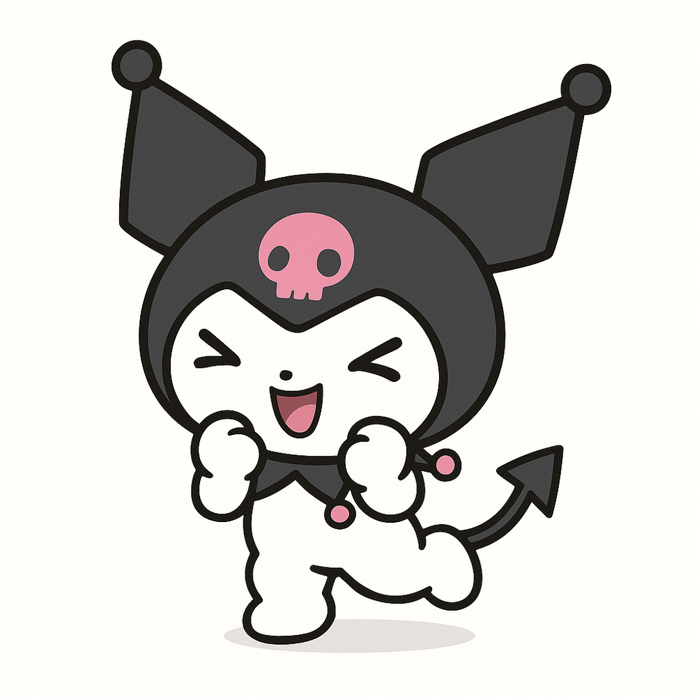 Playful Kawaii Character with Skull Hat