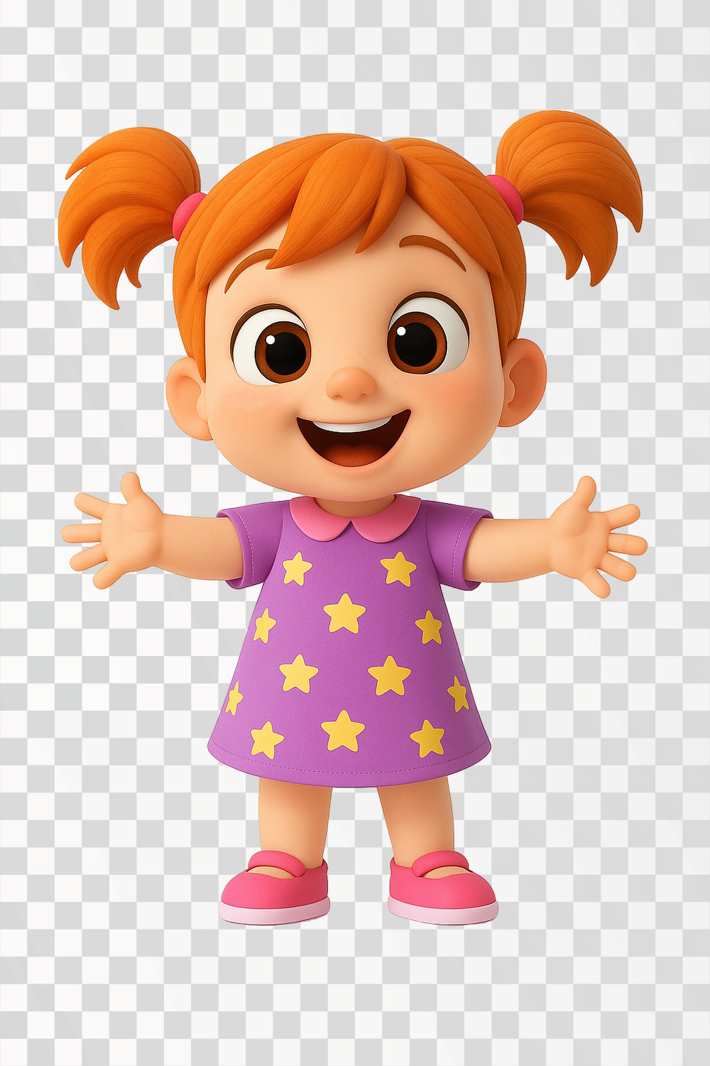 Yoyo cocomelon PNG - Happy Cartoon Girl with Pigtails