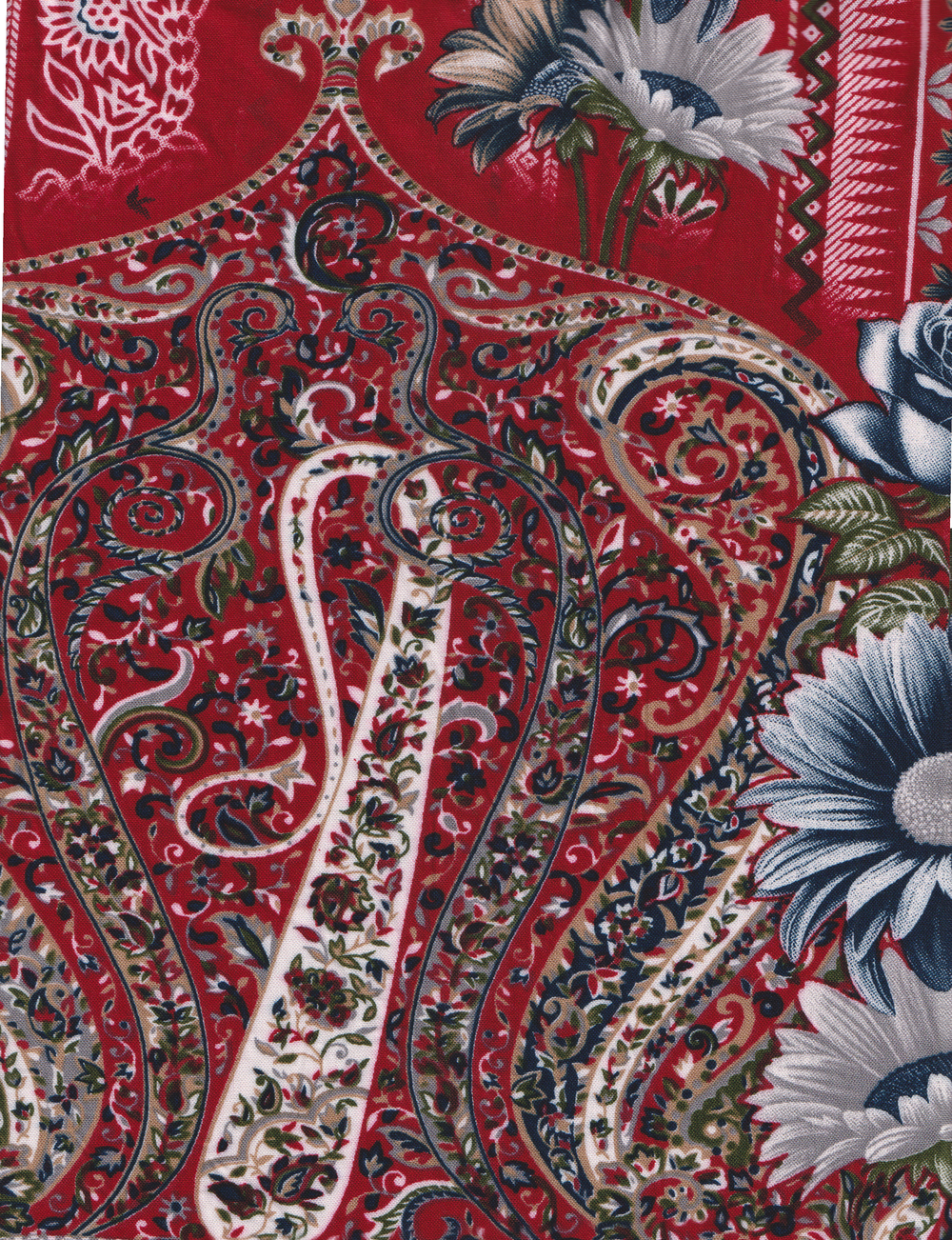 Vibrant Red Floral Pattern Textile Design