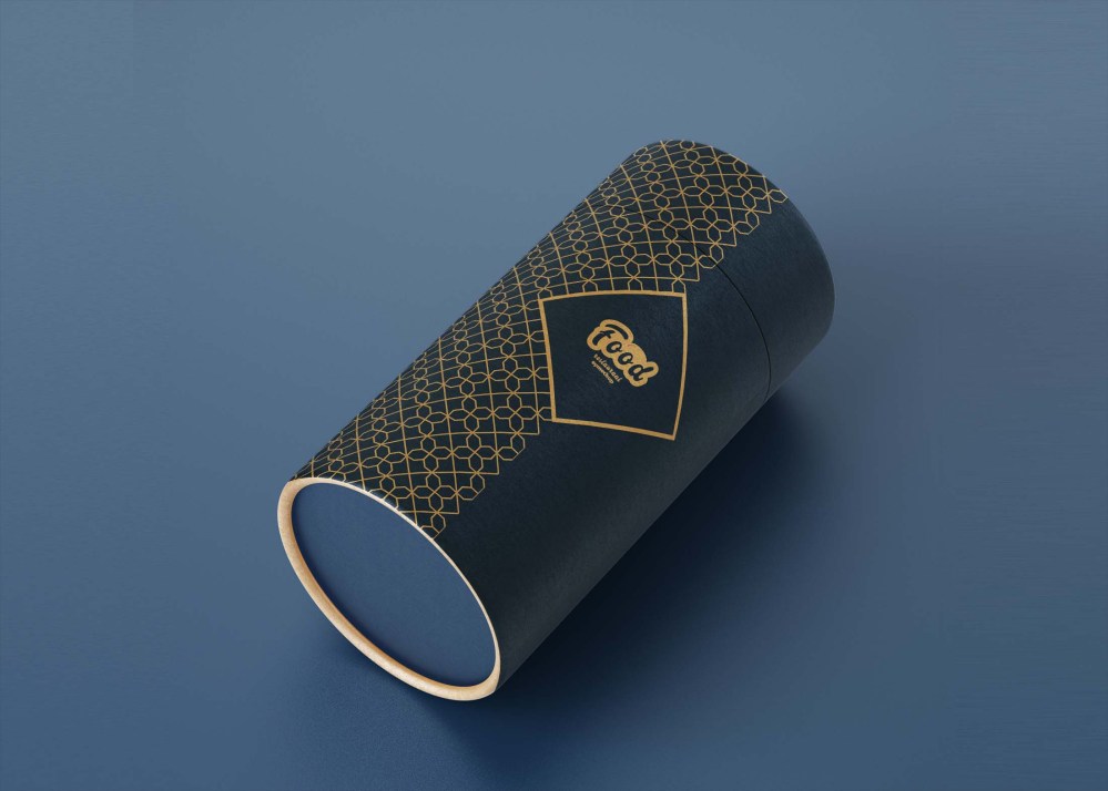 Free Lay Down Paper Tube Mockup - Freebies Mockup