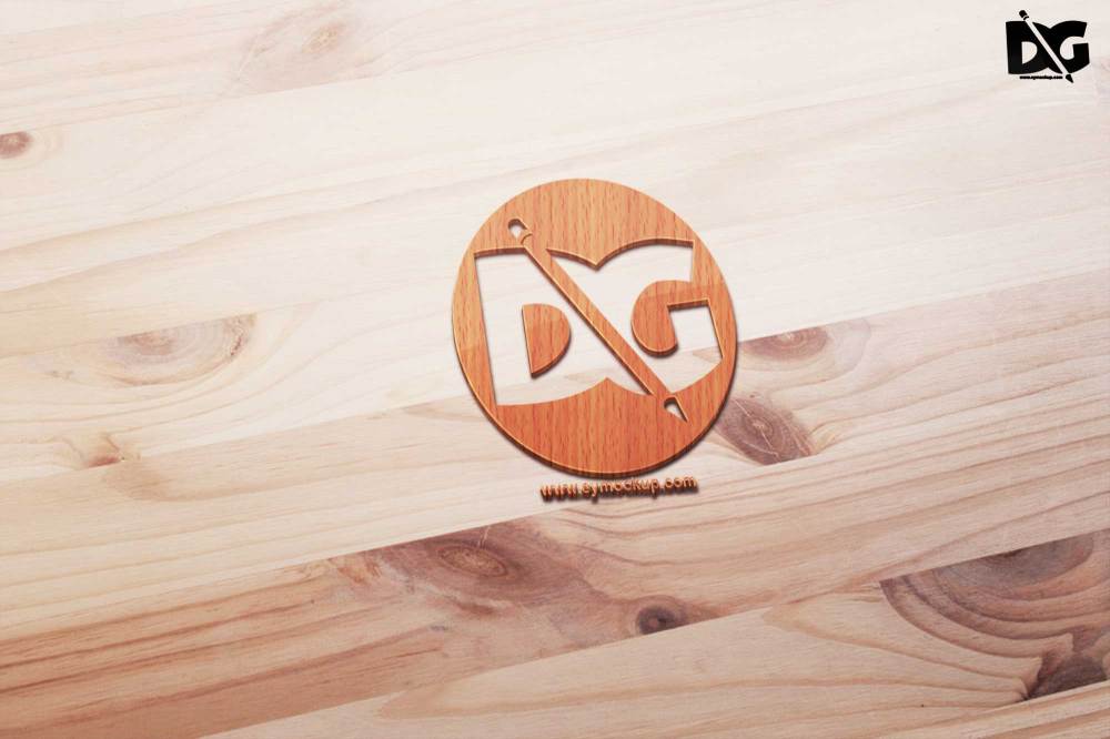 Orange Wood Logo PSD Mockup