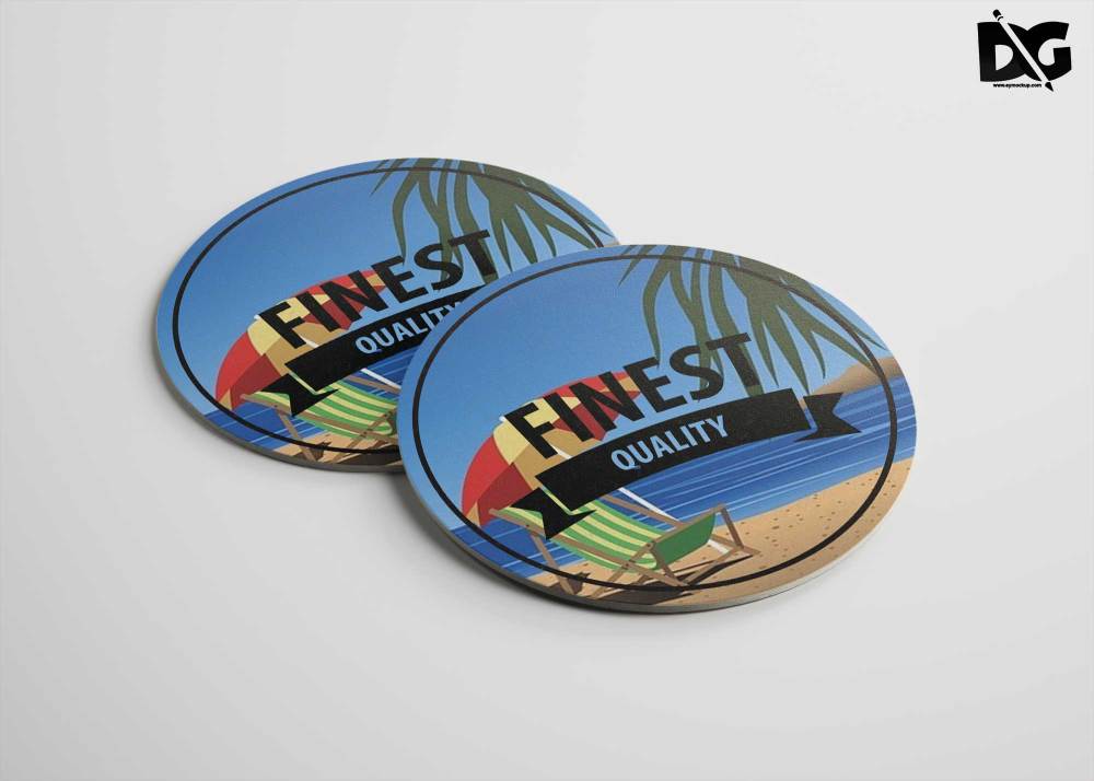 Free Round Coasters Design PSD Mockups