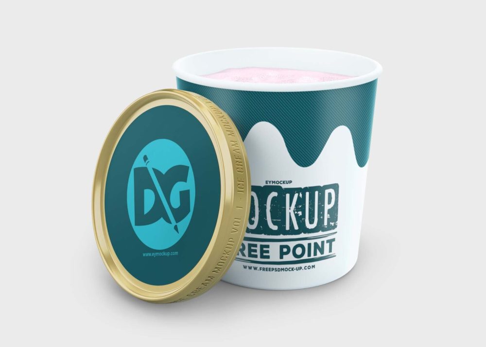 Free Open Ice Cream Cup Label Mockup