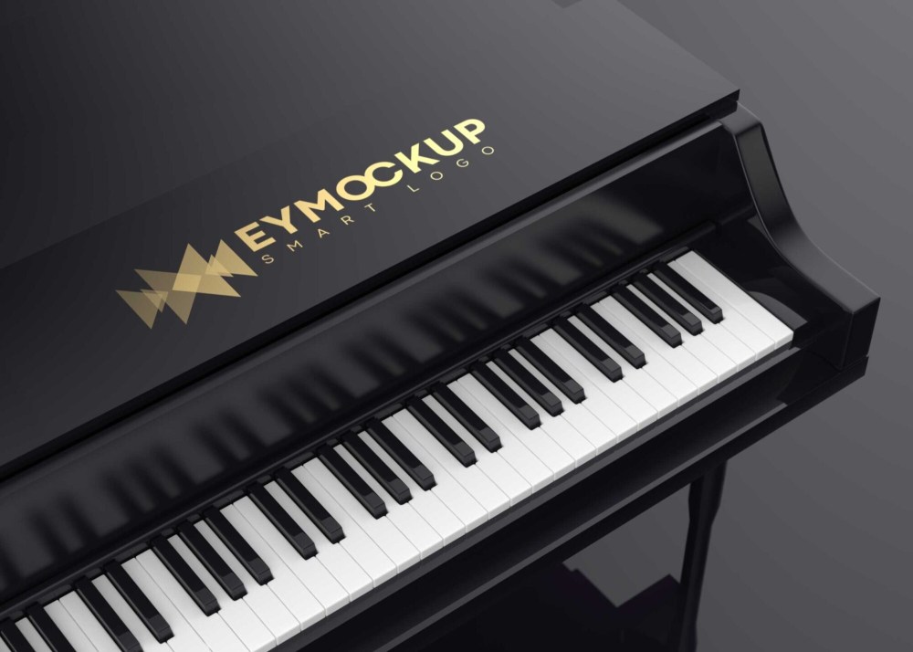 Free Black Piano Logo Mockup