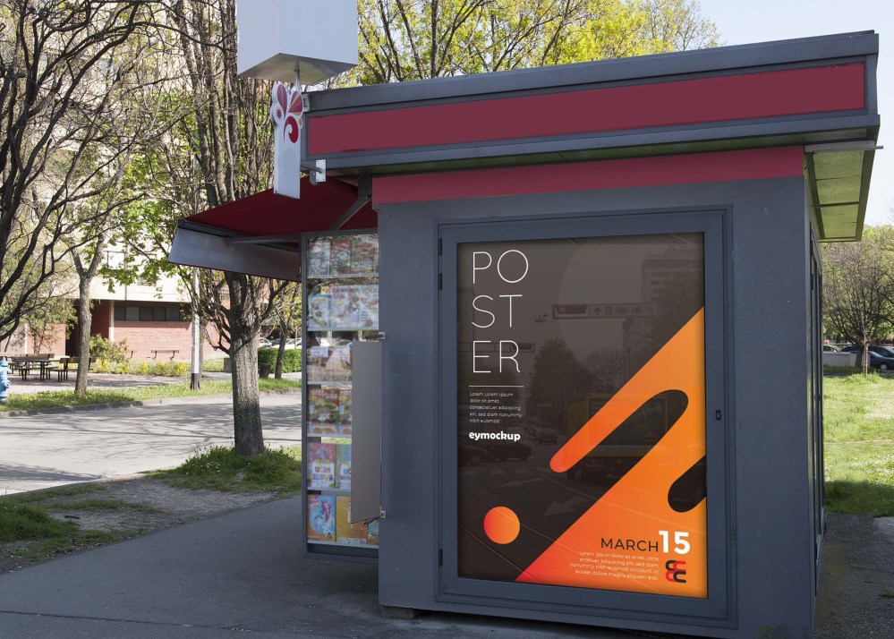 Free Bus Stop Signage Mockup - Graphicfolks