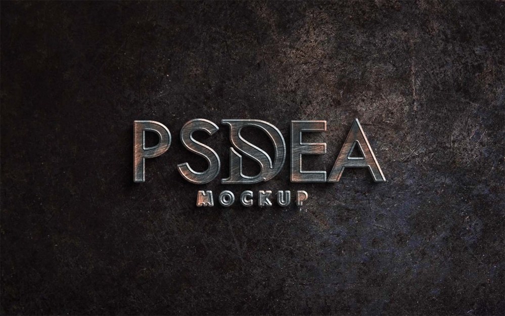 Free Dark Metal 3D Logo Mockup - Graphicfolks