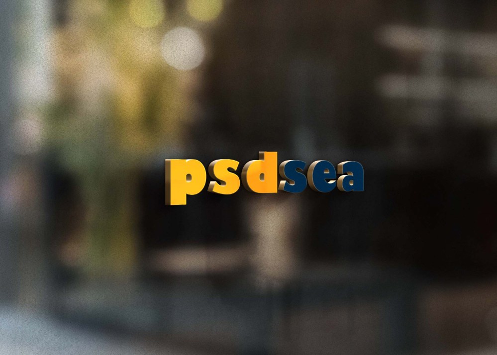 Free Glass PSD Window Logo Mockup - Graphicfolks