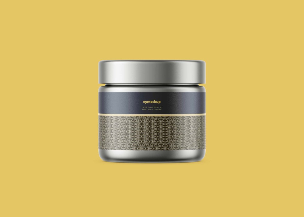 Free Grey Mettalic Jar Mockup - Graphicfolks