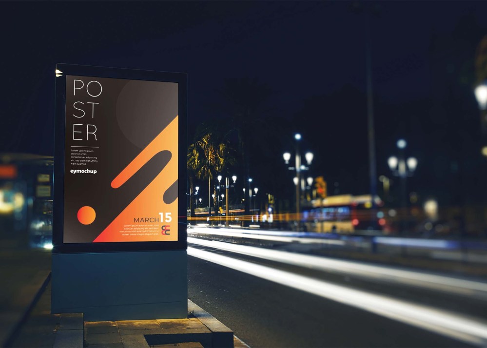 Free Highway Poster Signage Mockup - Graphicfolks