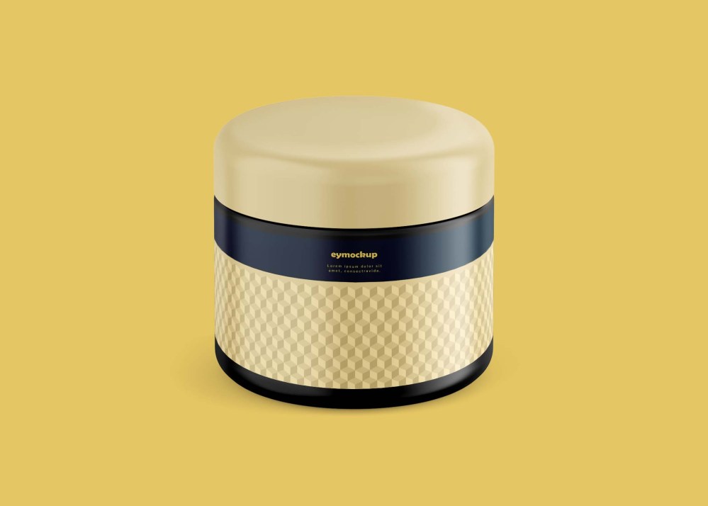 Free Minimal Cosmetic Jar Mockup - Graphicfolks