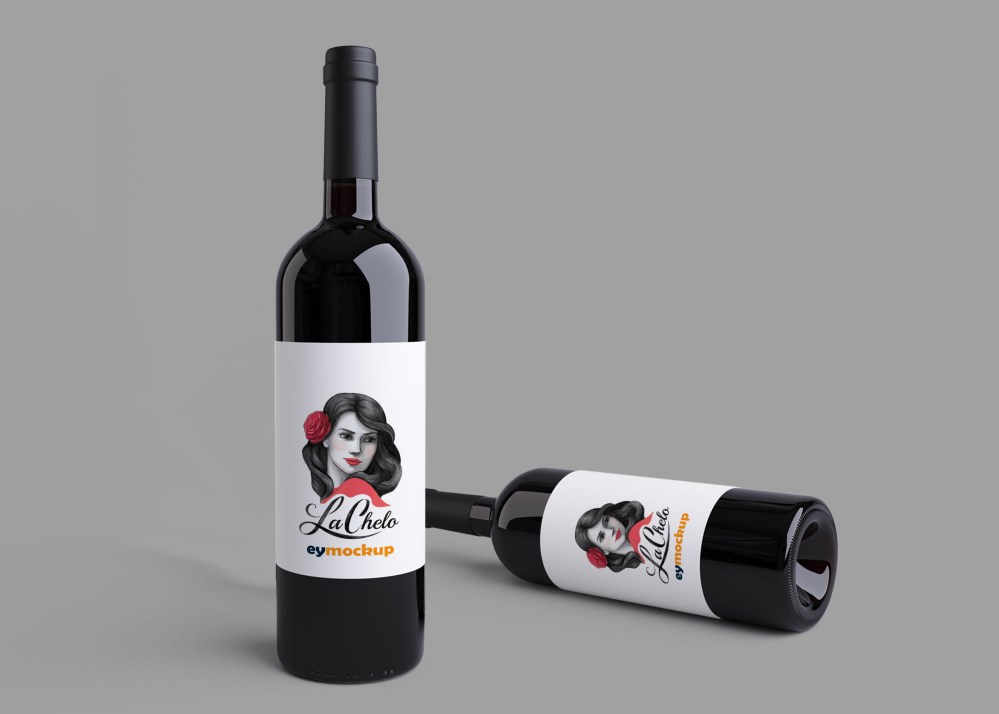 Free Wine Bottle Mockup - Graphicfolks