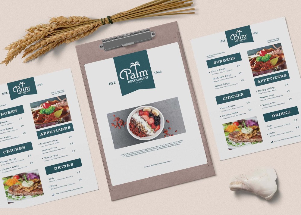 Veg dishes Menu Card Template - Graphicfolks