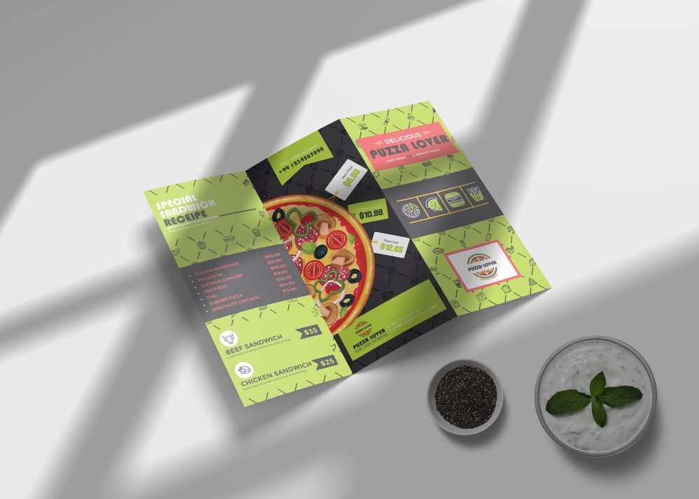 Free Healthy Green Tri-Fold Menu Template - Graphicfolks